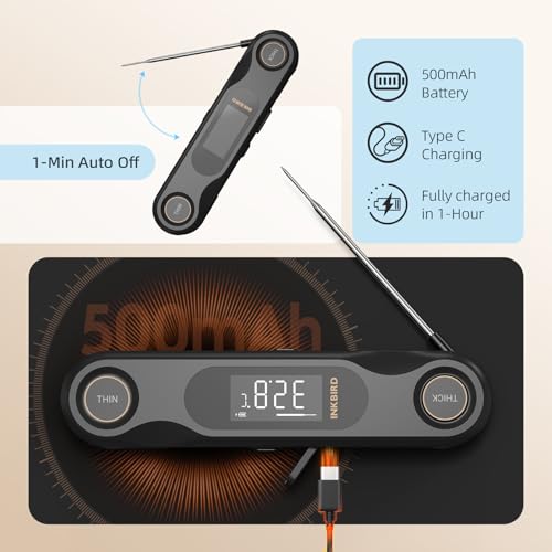 Image of INKBIRD IHT-42K Dual-Probe Digital Food Thermometer for Kitchen | 0.5 Sec Instant Read, Highly Accurate Meat Thermometer with Full Body Waterproof Rotate to Wake, Ideal for Cooking BBQ Baking