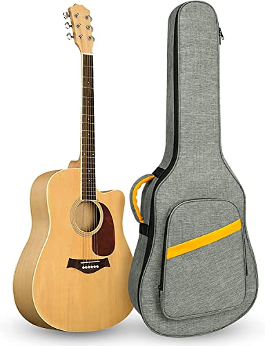 Image of Heavy 40 41 Inch Acoustic Guitar Bag Waterproof Guitar Case Gig Bag 8MM Padding with Back Hanger Loop- Grey Soft Case, CY0152