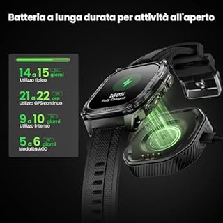 KOSPET Tank M4 Smartwatch Uomo, Acciaio Inox Completo,GPS a 6 Satelliti & Mappe Offline,10ATM Subacqueo 45m,Batteria 50 Giorni,Chiamate Bluetooth, Monitor Salute 24/7,1.96" AMOLED,Android & iOS(Nero)