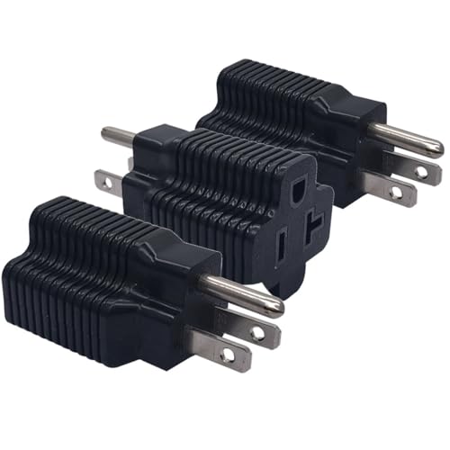 TEWOXIN 3PCS NEMA 5-15P to NEMA 5-20R Power Adapter,15A-20A/125V,3-Prong Grounding Plug to Outlet Converter,for Server,Appliance,Power Tool