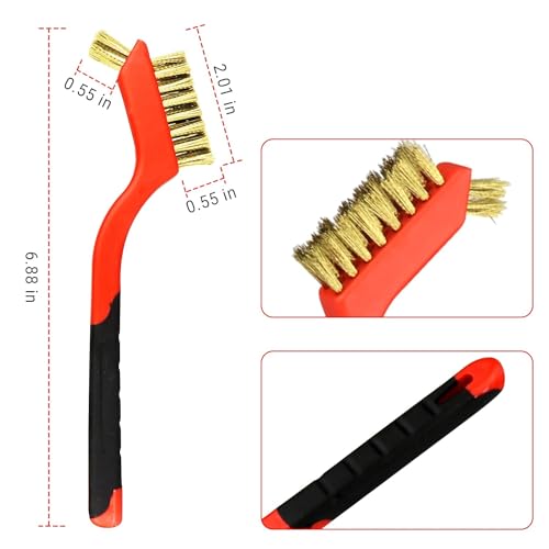 Image of Wire Brush Set - 3PCS Brass /Stainless Steel /Nylon Bristles,Rust Remover Brass Brush, Wire Brushes for Paint and Stain, 7 Inches,Wire Brush Tool Rust Remover for Metal
