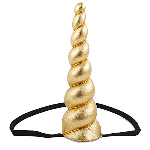 Love Sweety Delicate Dew Adult Shiny Unicorn Horn Elastic Headband Cosplay Costume Easter Headpiece (A Golden)