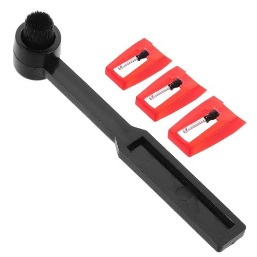 Kit de agujas para tocadiscos jojofuny y cepillo de limpieza de plástico y aluminio para vinilos