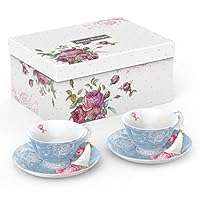 Thee Voor Twee, Engelse Theekopjes Met Schotels En Theepot, Het Fijne Porselein Van Beenchina Image132325662