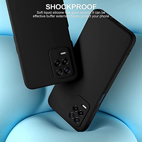 Image of BlazeTech for [ Realme Narzo 30 5G / Realme 9 5G ] Liquid Silicone Back Case Cover Flexible |Inner Lining| with Camera Protection Back Cover for [ Realme Narzo 30 5G / Realme 9 5G ] - Black