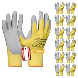 Gebol G-Base Grip, 12 Paar Arbeitshandschuhe Herren, rutschfeste Montagehandschuhe mit 13G Polyester und Latexbeschichtung, geeignet für Nass- & Trockenarbeiten, Gr. XL/10