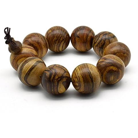 Zen Dear Unisex Natural Qinan Agarwood Prayer Beads Tibetan Buddhism Mala Bracelet Necklace Beads (25mm x 10 Beads) Cover