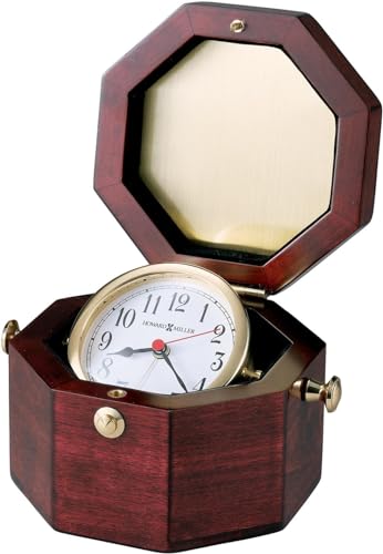 Howard Miller Placerville Table Clock II 549-772 – High Gloss Rosewood Hall Finish, Octagon Chest, Swivel Design, Antique Home Décor, Quartz, Alarm Movement