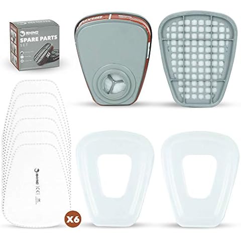 RSM Filter gegen Organische Dämpfe, Filterbaumwolle (3 Paar/ 6 Stück) + Filterdeckel + Filter (1 Paar/2 Stück) Cover