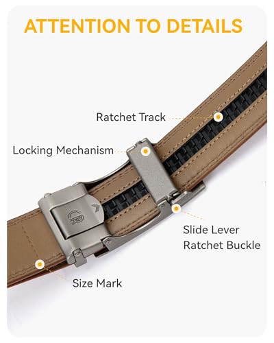 CHAOREN Mens Belt Leather Ratchet Belt - Customizable Fit, Effortless Style (35mm) - Thumbnail 2