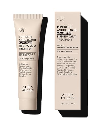 Allies of Skin Peptides & Antioxidants Advanced Firming Daily Treatment with 13 Brighteners, 9 Antioxidants, 7 Firming Peptides, 5% Teprenone & Ferulic Complex and 3% Biotech Algae Complex 20ml/0.67oz
