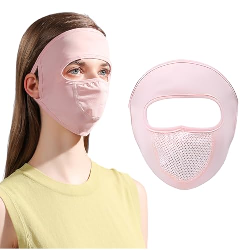 JUGUTA Máscara de proteção solar UV, máscara de rosto completo, máscara de esqui, resistente ao vento, proteção solar, proteção UV, para caça de ciclismo caminhadas (rosa)