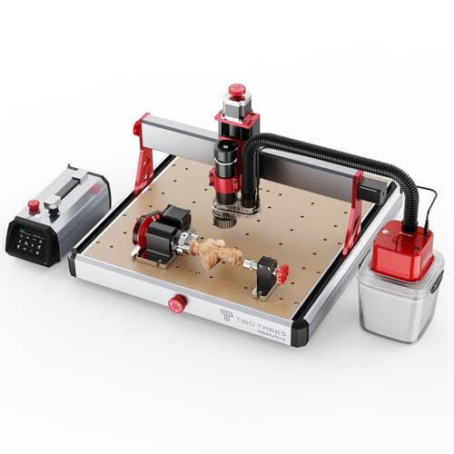 Twotrees TTC450 Ultra 500W fresadora CNC cuenta con rodillos giratorios de 4 ejes, una aspiradora M1 para una mejor eficiencia de trabajo y una máquina de grabado táctil de 3,5 pulgadas incorporada