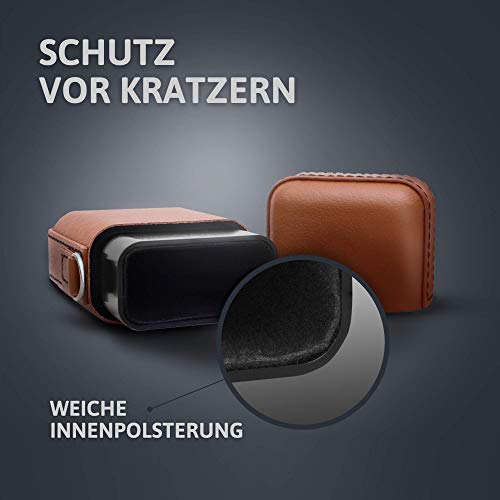 EXEEP® Keyless Go Schutz Autoschlüssel - TÜV geprüft - Zuverlässige Funkschlüssel Abschirmung - RFID Blocker Schlüsseletui Echt-Leder - Auto Diebstahlschutz Box - Designed in Germany - Braun