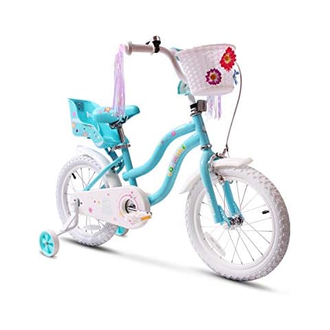 COEWSKE Kid's Bike Steel Frame Children Bicycle Little Princess Style 16 Inch with Training Wheel (16" Blue) Cover