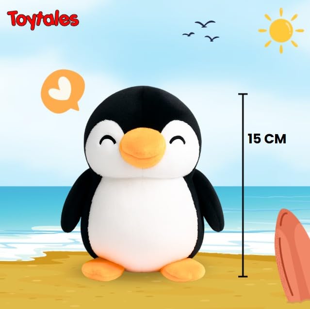 Image of TOYTALES Mini Penguin Soft Toy Cute Plush Stuffed Animal for Kids | Super Soft & Cuddly Penguin Toy | Adorable Gift for Birthdays, Toddlers & Nursery Decor | 15CM (White & Black)