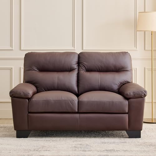 Image of Home Centre | Winchester | Half Leather|Solid Wood | 2 Seater Sofas | Brown | 1 Year Warranty