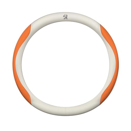 Peugeot 308SW 2009 2010 2011 2012 2013 2014 2015 2016用車用ステアリングホイールカバー、滑り止め ステアリングホイールカバー、耐久性、快適なグリップ、夏と冬,A Round-White-Orange [並