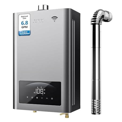 APUS Natural Gas Tankless Water Heater 140,000 BTU Indoor Installation Up to 6.8 GPM, Zero Cold Water for Technology Instant Hot Water on Demand, Smart Wi-Fi App Control