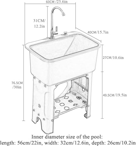 Évier utilitaire plastique grand bac avec planche à laver et robinet d'angle - 3