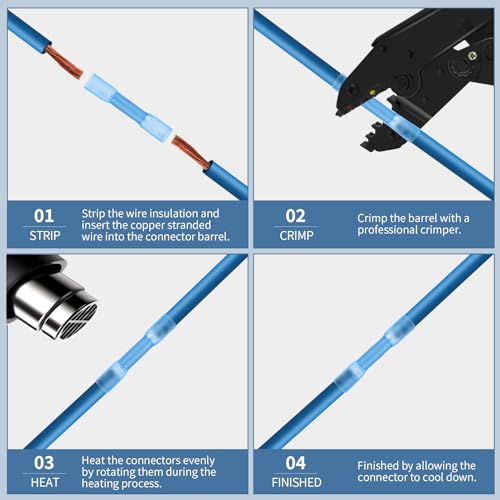 Inscool H002 200Pcs Heat Shrink Butt Connector, Waterproof Crimp Electrical Wire Connector thumb #2