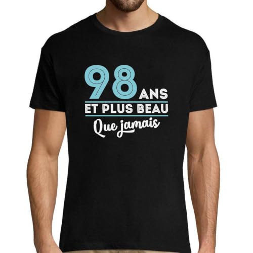 T-shirt homme imprimé en France avec texte humoristique 98 ans