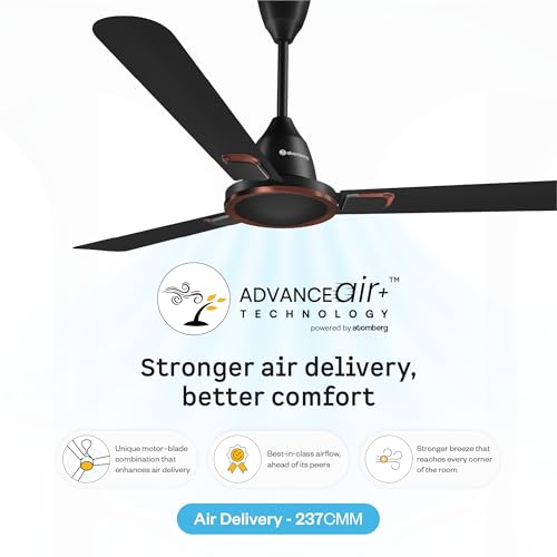 Image of atomberg Erica Signature 1230mm BLDC Ceiling Fan | | Regulator Operated | Advance air+ technology | BEE rated 5 star | Low noise operation | 3 Years Warranty (Midnight Black)
