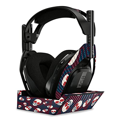 Image of MightySkins Carbon Fiber Skin Compatible With Astro A50 Wireless Headphones + Base Station (Gen 4) - Skulls N Roses | Protective, Durable Textured Carbon Fiber Finish | Easy To Apply | Made in the USA