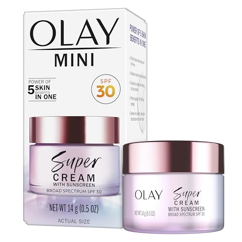 Image of Olay Super Cream with Sunscreen SPF 30, Trial Size, Lightweight Face Moisturizer with Sun Protection, 5-in-1 Skin Care Benefits - Hydrating, Brightening, Firming - Niacinamide, Vitamin C, 15 mL