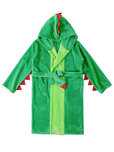 LOLANTA Kids Robe Boys Girls Dinosaur Plush Fleece Hooded Bathrobe with Belt Animal Soft Sleepwear2