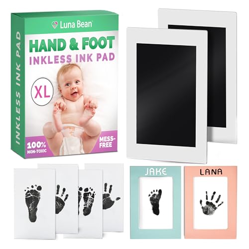 Image of Luna Bean 4-Pack Baby Footprint Kit - Ink Pad for Baby Hand and Footprints - Non-Toxic - Dog Paw Print Kit (13pcs)