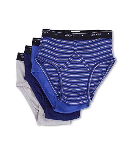 Jockey Cotton Low-Rise Brief 4-Pack Intense Royal/Majestic Blue/Mid Grey/Majestic Blue Stripe 36