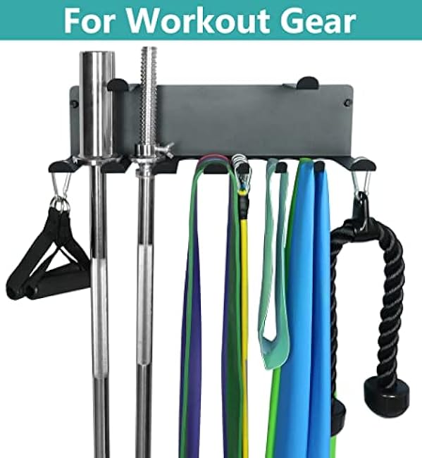 Multi-Purpose Gym Storage Rack Resistance Bands Holder Home Gym Accessories Storage Fitness Bands Rack Heavy Duty Hooks for Resistance Bands, Straps, Jump Ropes, Foam Rollers, Chains