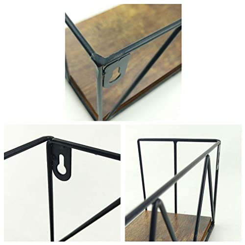 Floating Wall Shelves Set Of 3, Black Metal Wire Hanging Rustic Storage Shelf Decor Organizer For Bedroom Bedside Kitchen Bathroom Living Room #TOP3