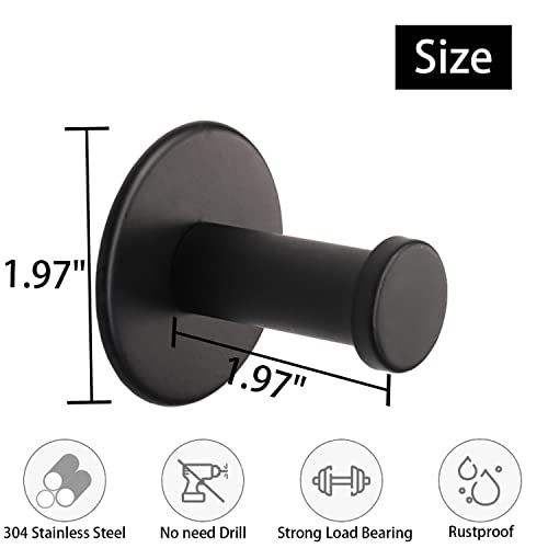 Vanloory Bathroom Towel Hooks, 4 Pack Self Adhesive Coat Hooks, Sturdy No Drilling Robe Hook, Sus 304 Stainless Steel Heavy Duty Clothes Hanger, Wall Hooks For Bathroom Bedroom Kitchen (2 In, Black) #TOP2