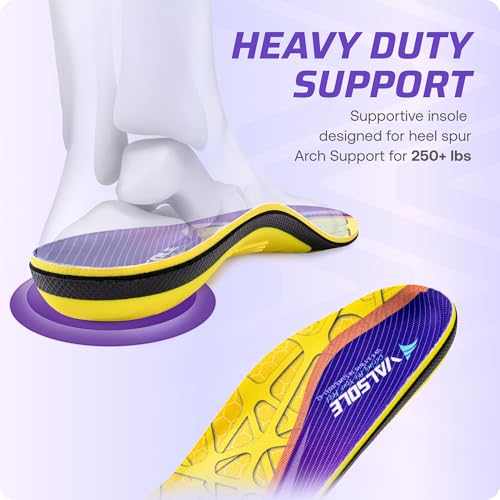 Image of VALSOLE Heavy Duty Support Pain Relief Orthotics - 220+ lbs Plantar Fasciitis High Arch Support Insoles for Men Women, Flat Feet Orthotic Insert, Work Boot Shoe Insole, Absorb Shock with Every Step