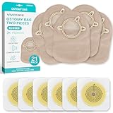 Vive 21 PCS Colostomy Bags (15 Bags and 6 Barriers) - Two Piece Drainable Ostomy Pouch for Colostomy, Ileostomy - Odor Resistant, Skin-Friendly Ostomy Supplies for Stoma Care (Closed System)