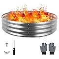 Raynesys 60 Inch Round Galvanized Fire Pit Ring, Silver Round Galvanized Fire Ring, 5 Feet Diameter Round Fire Pit, Outdoor Fire Pit for Backyard, Camping, Bonfire