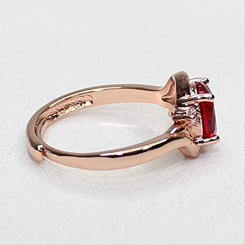 Bague en argent 925 avec rubis ovale serti de zircons scintillants