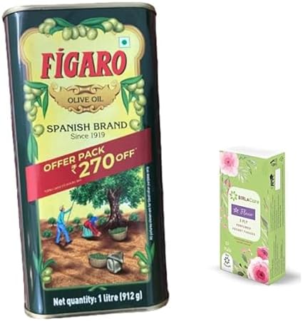 Figaro Olive Oil- Pure Olive Oil-1L Tin-Daily Cooking Oil-Offer Pack with 270 Off | Free Pocket Tissue Packet
