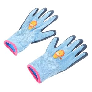 Cosmevivi Blaue Gartenhandschuhe für Kinder mit Löwe