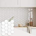 Yipscazo 10 Sheet Hexagon Peel and Stick Backsplash,Self Adhesive Luxury Faux Marble Tile, Polished White Wall Tile for Kitchen, Stick on Backsplash Tiles for Bathroom,RV,Laundry