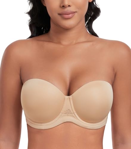 DotVol Women's Multiway Strapless Bra Full Figure Underwire Contour Beauty Back Plus Size Bra(38B, Beige)