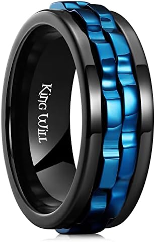King Will Mens Black Gear Spinner Rings Stainless Steel Fidgets Two Black Gear Fidget Ring Anxiety Ring For Men Women Stress Free Cool Wedding Band