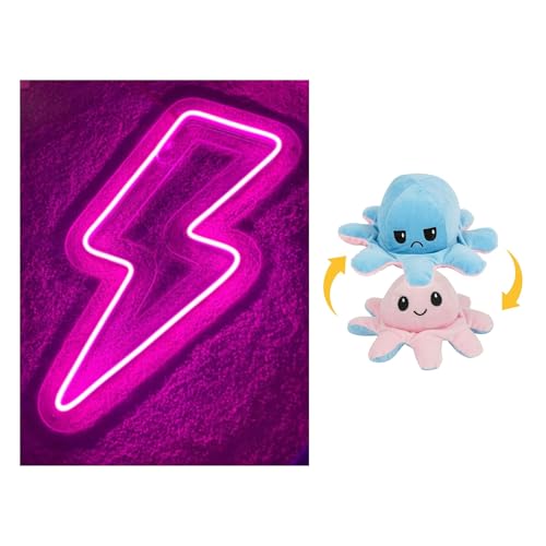 Image of EITHEO Stuffed Animal Plushie Stuffed Toy for Kids (Neon Volt + Small Octopus Pink)