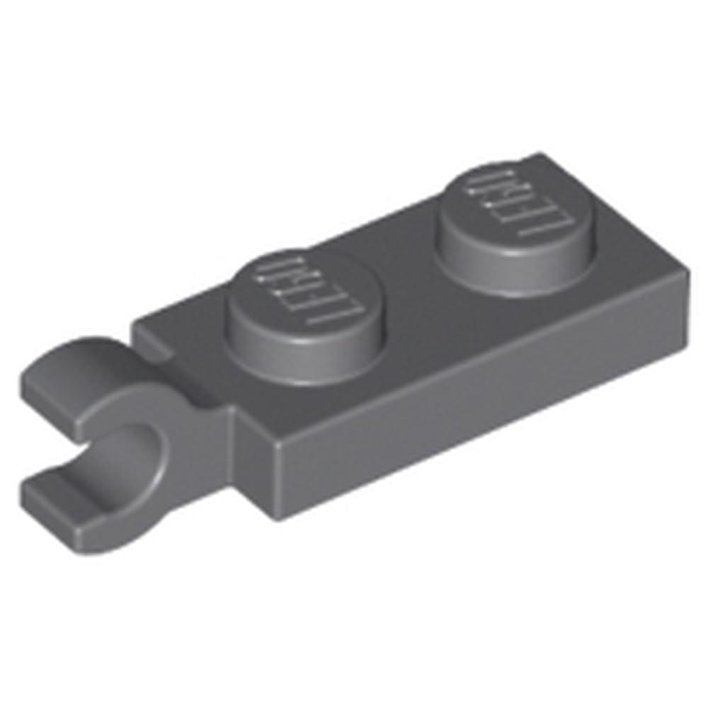 LEGO Plate, Modified 1 x 2 with Clip on End (Horizontal Grip), Part 63868, Choose Your Colour (Dark Bluish Gray, 10, count)