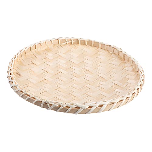MUSISALY 1pc Dustpan Basket Countertop Basket Decorative Fruit Basket Woven Basket Serving Tray Round Decorative Baskets Farmhouse Food Baskets Kitchen Basket Round Tray Bread Khaki