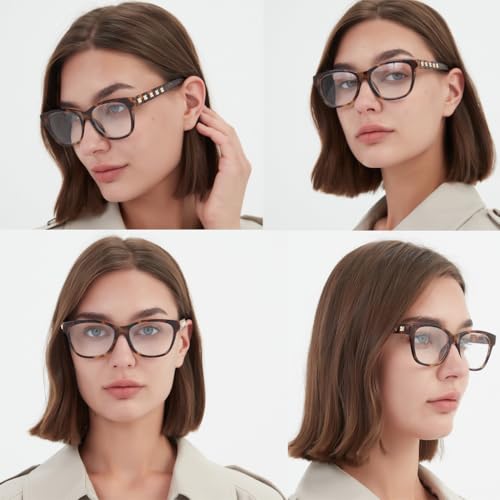 AABV Fashion Flower Reading Glasses for Women,Designer Readers with Blue Light Blocking,Spring Hinges Eyeglasses for Ladies ?White/Black and Blue/Red +2.50