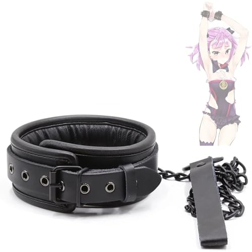 Collier de chaîne de Traction en Cuir Noir, Ras du Cou, Outils de Jeu pour Couples B-D-S-M