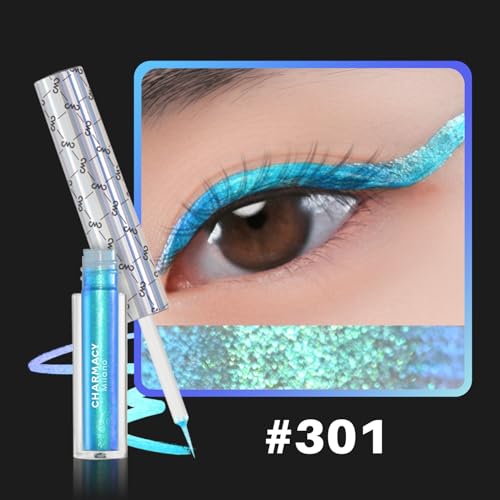 Image of CHARMACY Chameleon Liquid Eyeliner, Liquid Glitter Eyeliner, Highly Pigmented, Metallic MultiColor Shifting waterproof Eyeliner, Ultra-Fine Tip, Longwearing, Smudge-proof (#301)